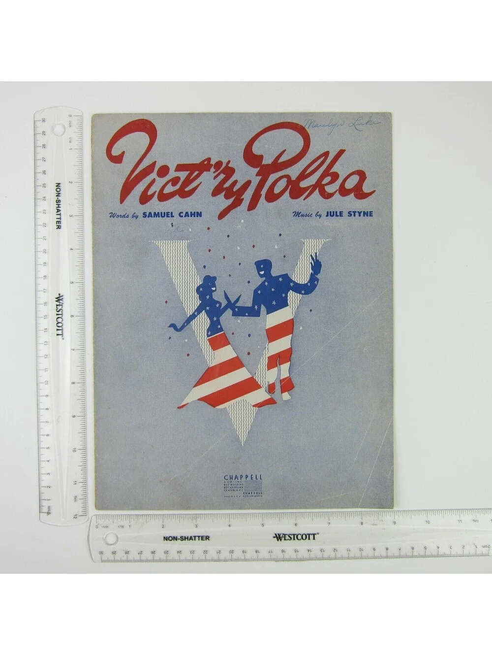 Sheet Music Vict'ry Polka Victory Samuel Cahn Jule Styne Patriotic Vintage 1943